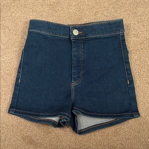 Topshop High-Waist Dark Denim Shorts